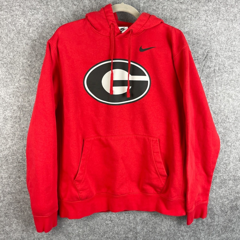Nike Georgia Bulldogs Sweatshirt Mens Large Red NCAA Football Pullover Hoodie